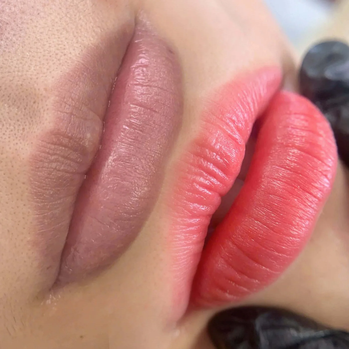 Lip blush before and after