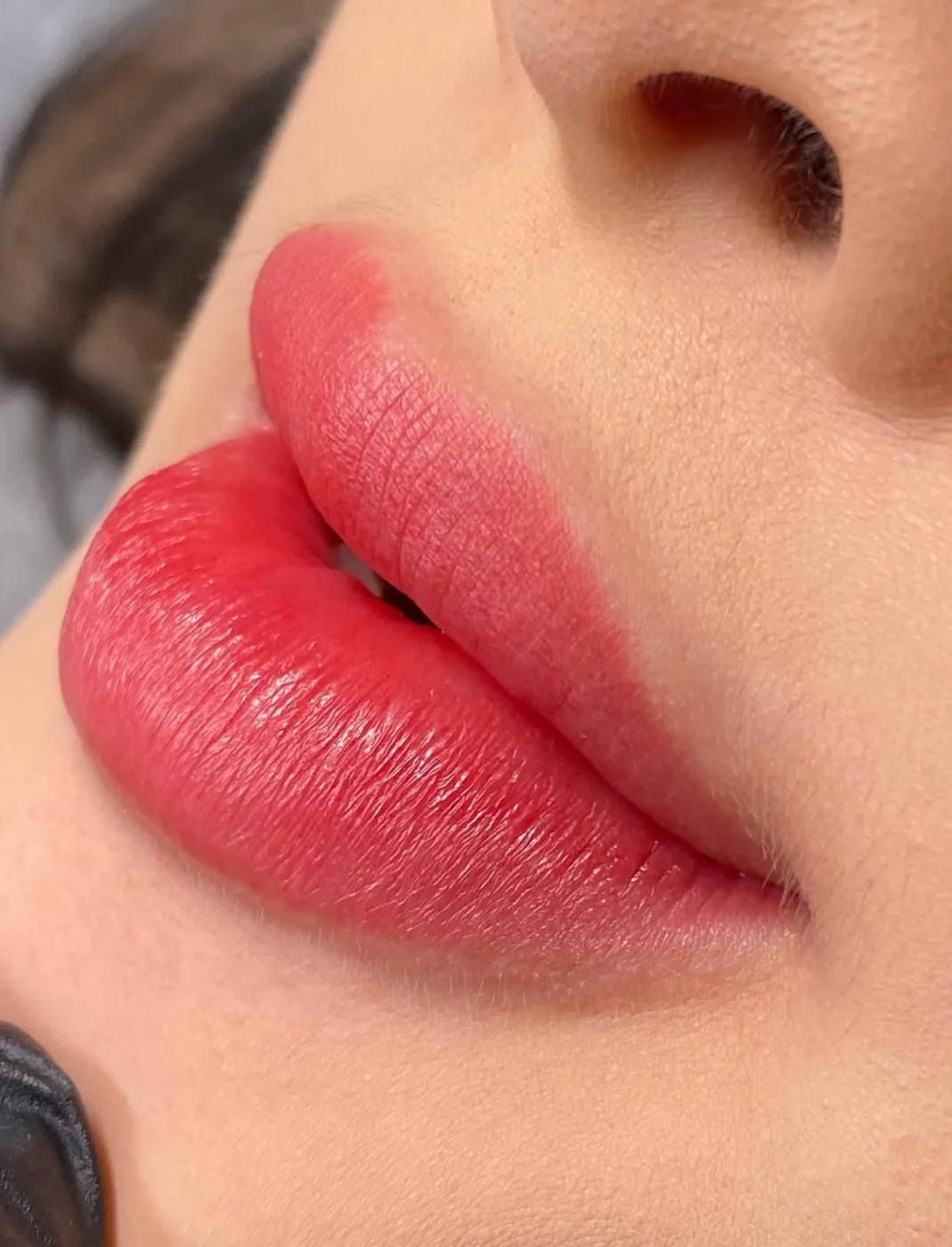 Natural lip blush result